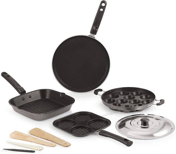 iVBOX ® Eco-GDAU Non-Stick Kitchen Gift Set- Dosa Tawa, Appam Maker, Uttapam pan and Grill Pan Cookware Set