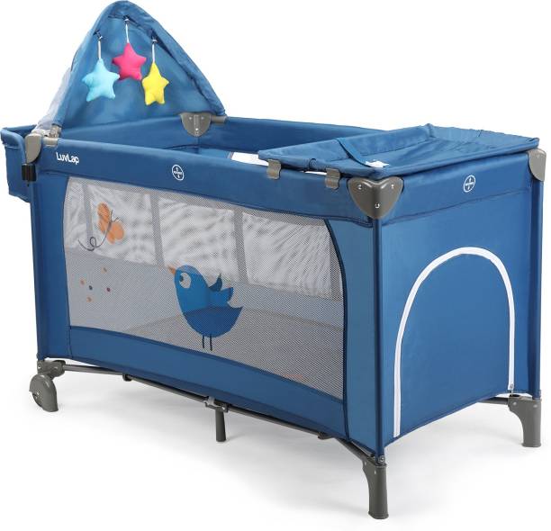 LuvLap Wonderjoy Baby Playpen Playard / Folding Baby Bed Cum Cot / Convertible Crib, BASSINETS,COT Birds