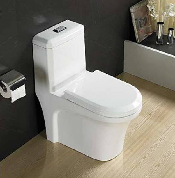 Ceramic One Piece Western Toilet / Commode / European Commode / Water Closet With Soft Close Seat Cover (P trap) Western Commode