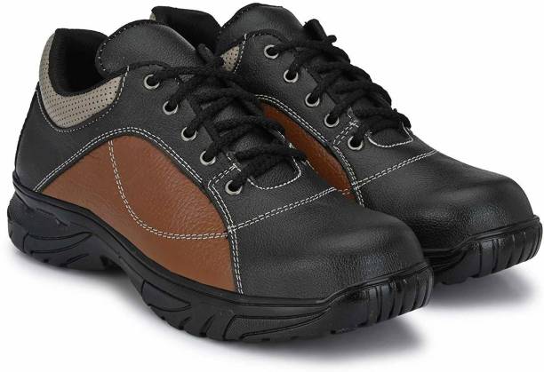 AEGON Thunder Men's Industrial Leather Water Resistant Anti Skid | Size: 8 Steel Toe Leather Safety Shoe