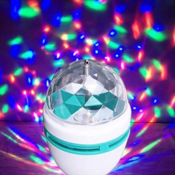 Wishbazaar Best Quality Multi Colour LED Light Crystal Rotating Bulb Magic Disco LED Light,LED Rotating Bulb Light Night Lamp for Party/Home Decoration Single Disco Ball Smart Bulb