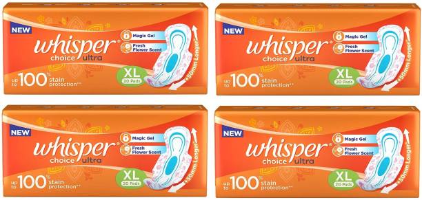 Whisper Choice for Women, XL (20+20+20+20 Count) Sanitary Pad