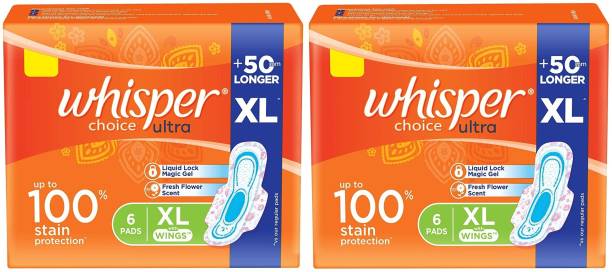 Whisper Choice for Women, XL (6+6 Count) Sanitary Pad