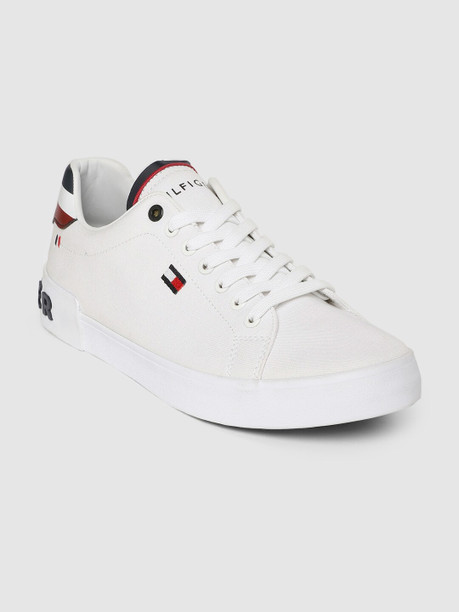 tommy hilfiger men white solid sneakers
