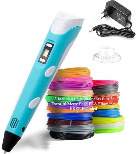TrocShop 3D Printing Pen with LCD Display & FREE 3 ,1.75 mm, 10 Metre Each PLA Filament Refills, Multicolour 3D Printer Pen
