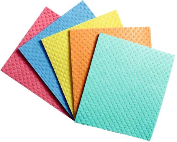 Flipkart SmartBuy Sponge Wipe for Kitchen 5 Pcs Multipurpose Use Wet Microfiber, Sponge Cleaning Cloth