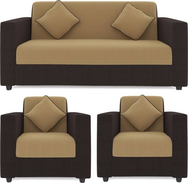 Mofi sofas Fabric Sofa set Designer 5 Seater Sofa Set with plastic leg Solid Wood (Plywood) 3+1+1 sofa for Living Room and home (sofas in Fome and Fabric 3 + 1 + 1) (Upholstery Color- Cream Brown, Finish- polished Finish) Fabric 3 + 1 + 1 Sofa Set
