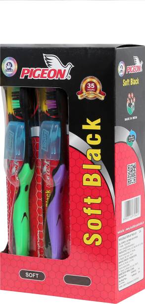 Pigeon Soft Black Toothbrush ( Pack of 12 ) Soft Toothbrush