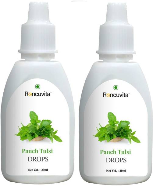 RONCUVITA Tulsi Drops Extract of 5 Tulsi for Natural Immunity, Cough & Cold Relief - Pck 2