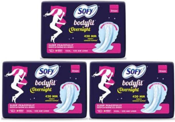 SOFY Bodyfit Overnight - XXXL (3 Count) Combo Pack of 3 Sanitary Pad