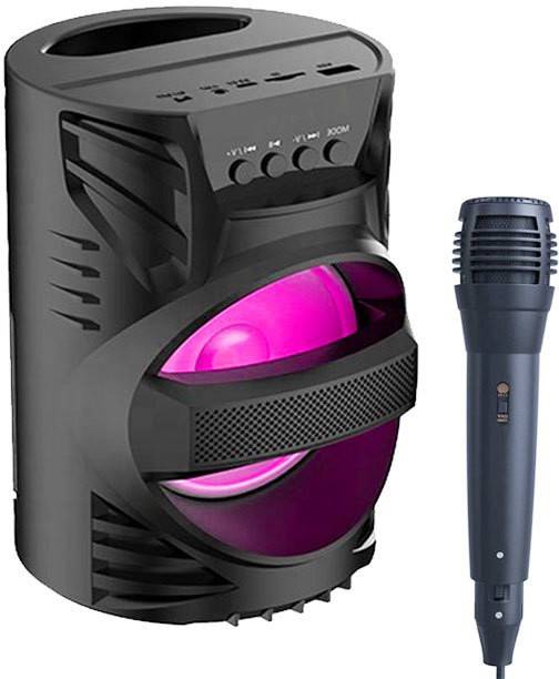 mafya BEST BUY WS-04 WIRELESS SUPER 3D Thunder BASS subwoofer sound system Speaker with DJ light Carry Handle-Travel Karaoke Speaker Support FM Radio, USB, Micro SD Card Reader, AUX with [FREE Mic] 10 W Mobile/Tablet Speaker