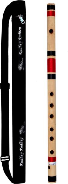 SNAPNCLAP Professional Flutes C Sharp Medium Right Hand Bansuri 7 Holes 18.5 inches Natural Flute with Carry Cover Bamboo Flute
