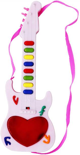 AZEENA Musical Mini Guitar Toy With Sound And LED Light | Battery Operated | Musical Instrument | Electric Keyboard | Light Toys | Best Gift For Kids And Toddlers | Package Item: Guitar