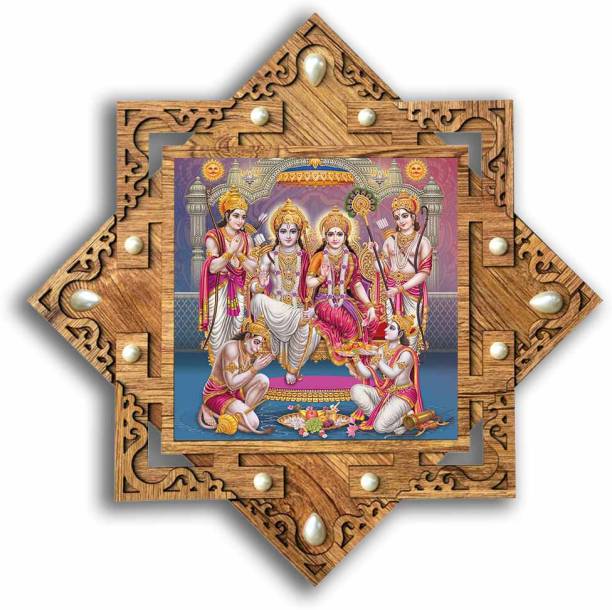 Poster N Frames Star shaped Wooden Frame with Photo of Ram Darbar 20739 Digital Reprint 16.5 inch x 16.5 inch Painting