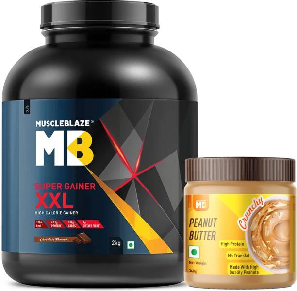 MUSCLEBLAZE Super Gainer XXL 2 Kg, Chocolate with Classic Peanut Butter, Crunchy, 340g (Pack of 2) Combo