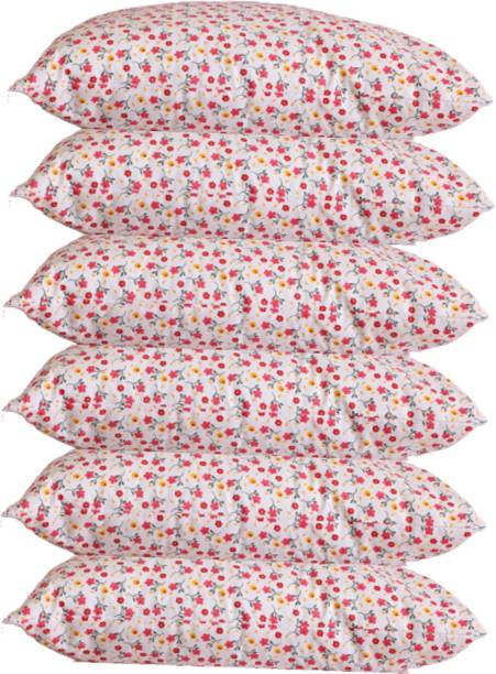 KHUKU Polyester Fibre Solid Sleeping Pillow Pack of 6