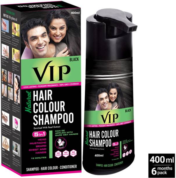 VIP Hair Colour Shampoo For Men and Women , Black