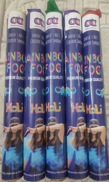 HARISWARUP Herbal Gulal Smoke Bombs Natural Rangoli Holi Color Powder Gulal, Skin-Safe and Non-Toxic - Pack of 5 Holi Color Powder Pack of 5