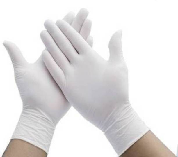 DM Eco -: Premium Quality White hand gloves disposable for Doctor, Saloon CE Approved Latex Examination Gloves (Medium Size) Latex Surgical Gloves