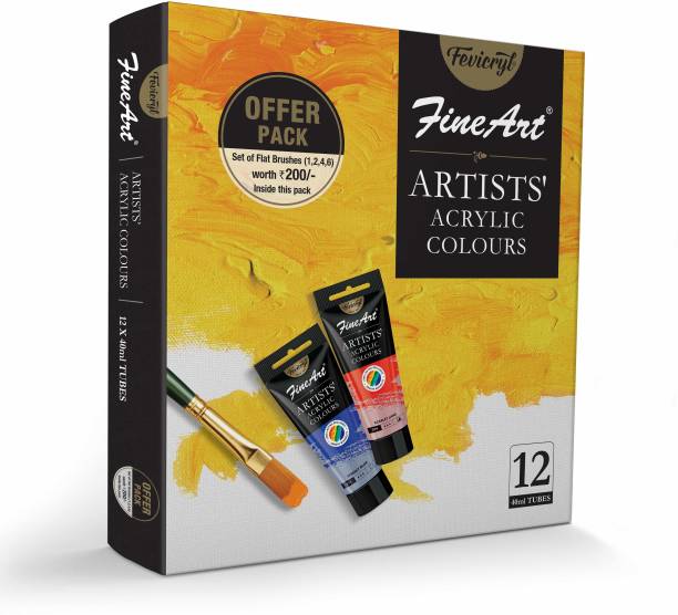 Fineart Artists Water Based Acrylic Colour Tube for Painting on Canvas (12X40 ML) FFR814290100000