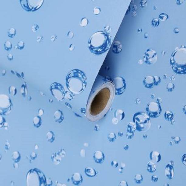 WolTop Wall Wallpaper Blue Water Dew Drops Bubbles Modern Home Decoration Large PVC Vinyl Wallpaper