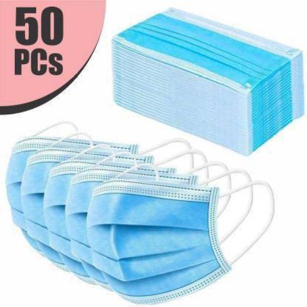 GIRIRAJ MART SURGICAL 3 PLY MASK 50 Units Disposable 3 Layer Pharmaceutical Breathable Surgical Pollution Face Mask Respirator with 3 Ply For Men, Women, Kids SURGICAL MASK NEW 06 Surgical Mask With Melt Blown Fabric Layer