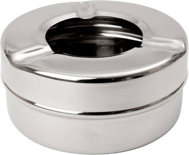 PuthaK Stainless Steel Cigarette Ashtray for Home, Office & car (Pack of 1) Silver Stainless Steel Ashtray