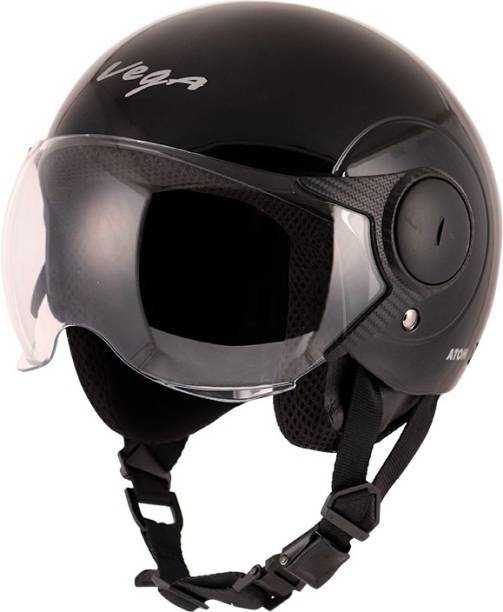 VEGA ATOM HI-QUALITY OPEN FACE BLACK HELMET 580 MM SIZE M Motorbike Helmet