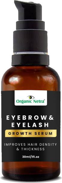 Organic Netra Eyebrow & Eyelash Growth Serum – 100% Pure and Organic Lash and Brow Hair Serum Made from Natural Essential Oils for Women – Improves Hair Density & Thickness 30 ml