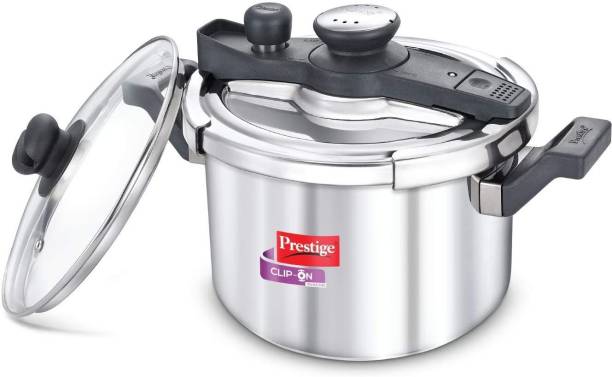 Prestige Svachh Clip-on 5 Litre Stainless Steel Pressure cooker 20230 5 L Induction Bottom Pressure Cooker