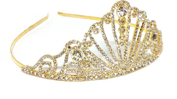 Bunty Gold Pageant Prom Crystal Crown Tiara for Girls (Gold) Hair Band