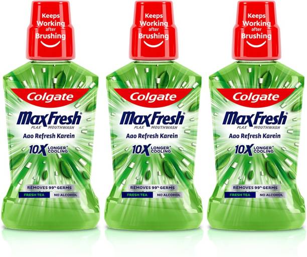 Colgate Maxfresh Plax Antibacterial Mouthwash, 24/7 Fresh Breath with Natural Tea Extracts - Fresh Tea