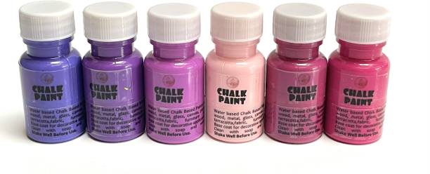 Krinjal Creations chalk acrylic paints with matte finish for MDF, Wood, Home Decor, Canvas, Paper, Terracotta, Fabric, Decoupage, DIY Art & Craft | Shades of Pink | Pack of 6 | 20ml each |