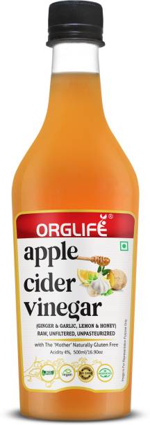 ORGLIFE Apple Cider Vinegar with Garlic, Ginger, Lemon and Honey 500ml -With the Mother Vinegar