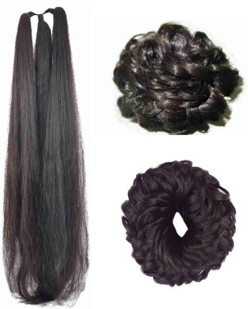 MEHAY 3pes hair care set 24 inches choti (paranda), galebi juda (bun), massi juda (bun) Hair Extension