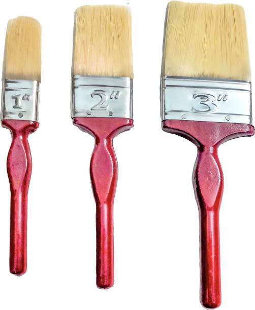Orson 1"+2"+3" Paint Brush with Wooden Handle for Wall/Door-Water/Enamel Based Painting (Pack of 3)