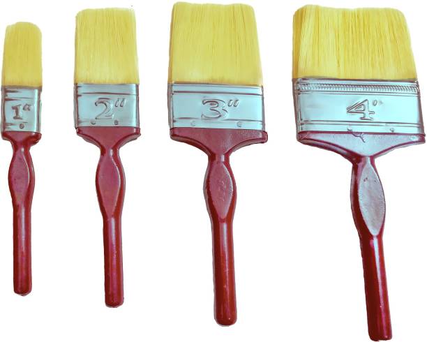 Orson 1"+2"+3"+4" Paint Brush with Wooden Handle for Wall/Door-Water/Enamel Based Painting (Pack of 4)
