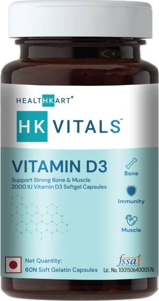 HEALTHKART HK Vitals Vitamin D3 (2000 IU), For Immunity and Muscle Strength (60 Tablets)