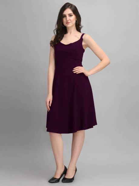 Sheetal Associates Women Fit and Flare Purple Dress