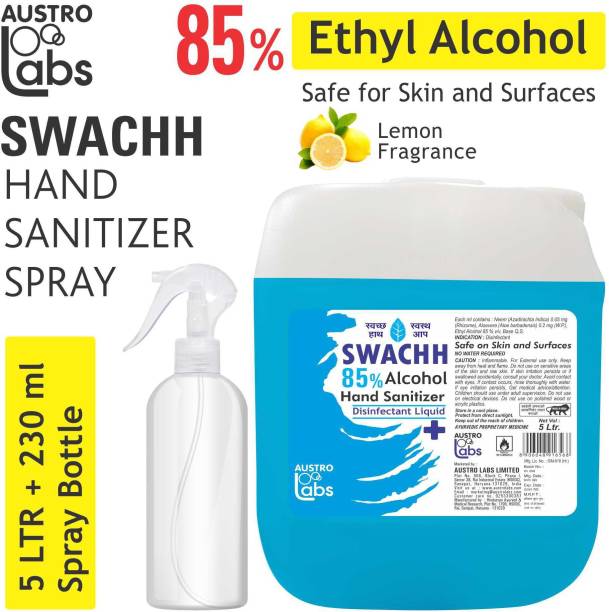 Austro Labs SWACHH HAND SANITIZER SPRAY LIQUID - REFILL PACK 
















 5 LITER WITH EMPTY HAND SANITIZER SPRAY BOTTLE Sanitizer Spray Can