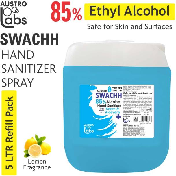 Austro Labs SWACHH 85 HAND SANITIZER LIQUID - REFILL PACK (5 LTR) 5 LITER Hand Sanitizer Can