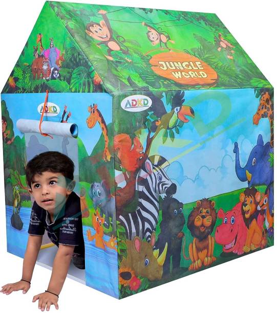Mintorsi Jumbo Size Hut Type Kids Play Baby Tent House for 10 Year Old Girls and Boys & Tent for Kids (Made in India) (Jungle) (Multicolor)