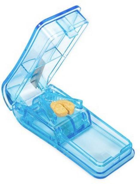 SHREETA Ezy Dose Pill Cutter and Splitter with Dispenser, Cuts Pills, Vitamins, Tablets, Stainless Steel Blade, Travel Sized, Assorted Colors Ezy Dose Pill Cutter and Splitter with Dispenser, Cuts Pills, Vitamins, Tablets, Stainless Steel Blade, Travel Sized, blue Colors manual pill cutter