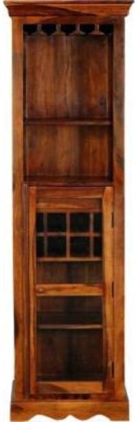 G Fine Furniture Sheesham Wood Wooden Bar Cabinet For Living Room | Solid Pure Wood Long High Bar Cabinet With Glass Bottle Holder & Shelf Storage For Home Solid Wood Bar Cabinet