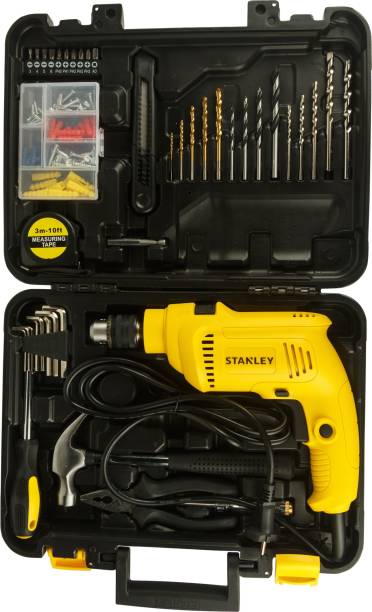 STANLEY SDH550KP-IN 550W DIY 10mm Single Speed Hammer Drill and Power & Hand Tool Kit