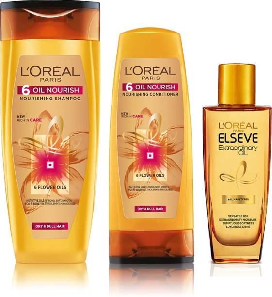 L'Oréal Paris 6 Oil Nourish Shampoo 396ml with Conditioner 192.5ml and Extraordinary Oil Serum 30ml