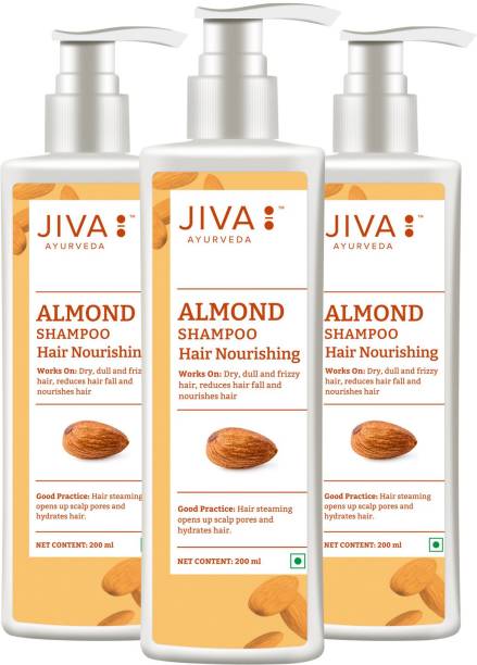 JIVA AYURVEDA Almond Shampoo - Nourishes Hair Roots & Prevents Hair Loss - Promotes Hair Growth - 200 ml Each - Pack of 3