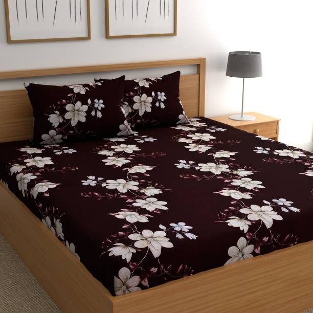 CHHAVI INDIA 120 TC Microfiber Double Floral Bedsheet