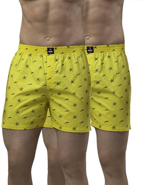 Spykar Underjeans By Spykar Yellow Cotton - Pack of 2 Printed Men Boxer