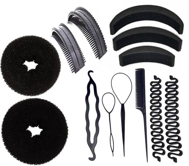 BELLA HARARO Hair Styling Tools Bun Maker Combo Offer Black-( Set of 13 Pieces ) Hair Accessory Set
